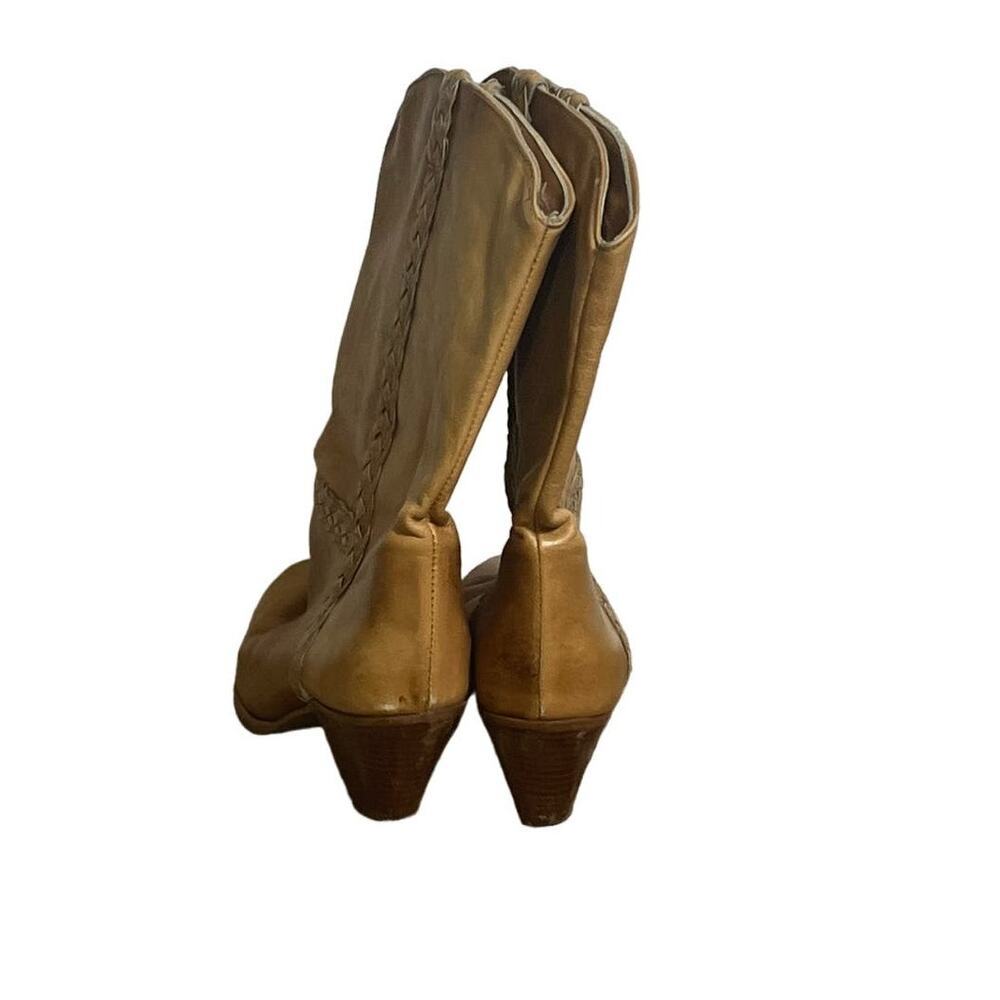 Vintage Tan Leather Heeled Cowgirl Western Boot-Size 8.5 - Picture 3 of 6